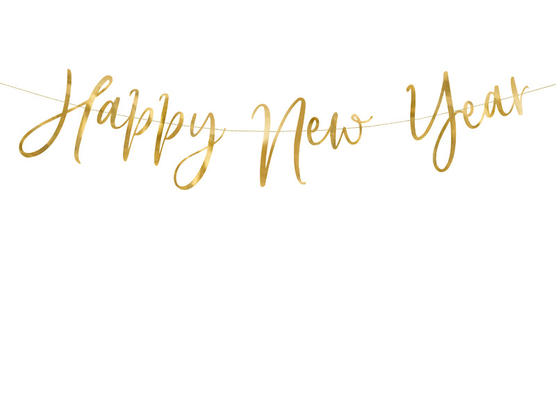 Happy New Year HNY Girlande Silvester Gold