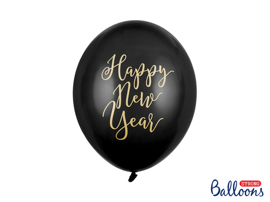 Luftballons Latexballons Schwarz Gold Silvester Happy New Year