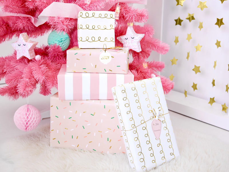 Geschenkanhänger Rosa Gold Weiss Christbaumkugel Weihnachten