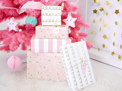 Geschenkanhänger Rosa Gold Weiss Christbaumkugel Weihnachten