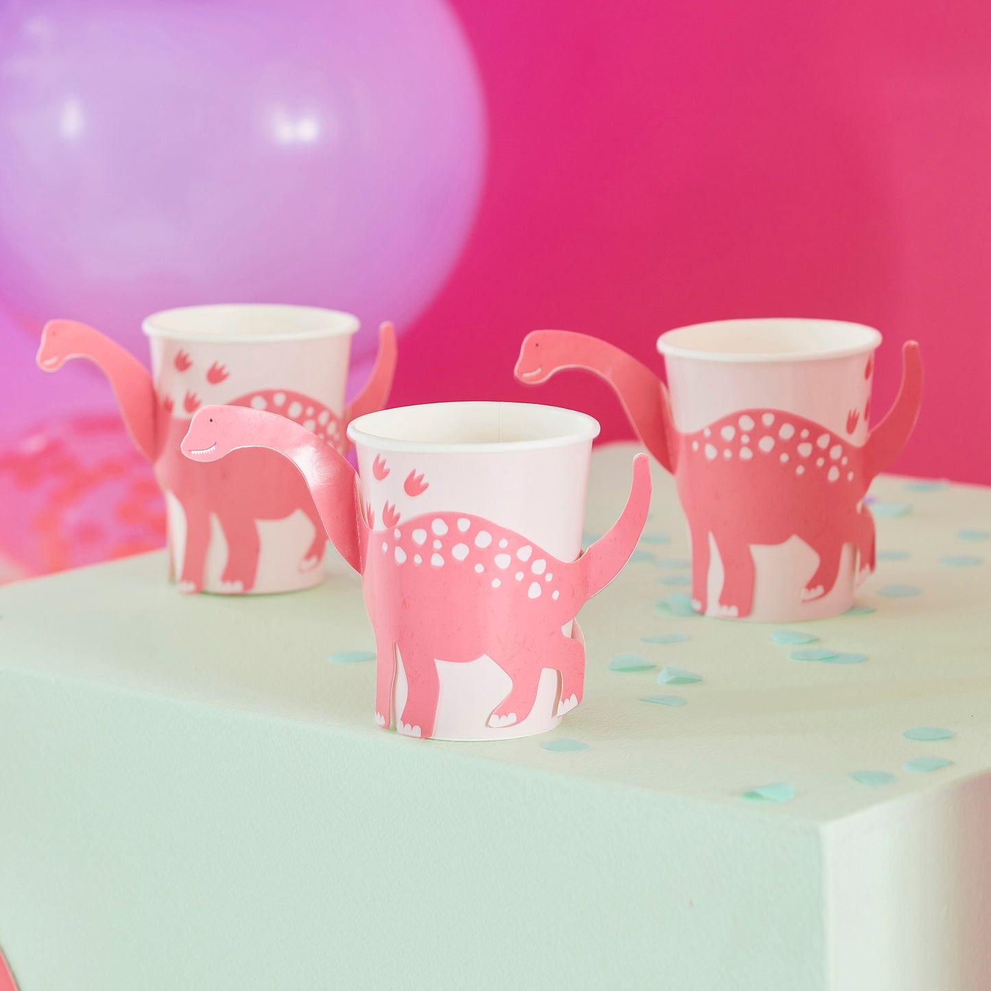 Ginger Ray Dinosaurier Geburtstag Party Pink Rosa Mädchen Pappbecher Partybecher