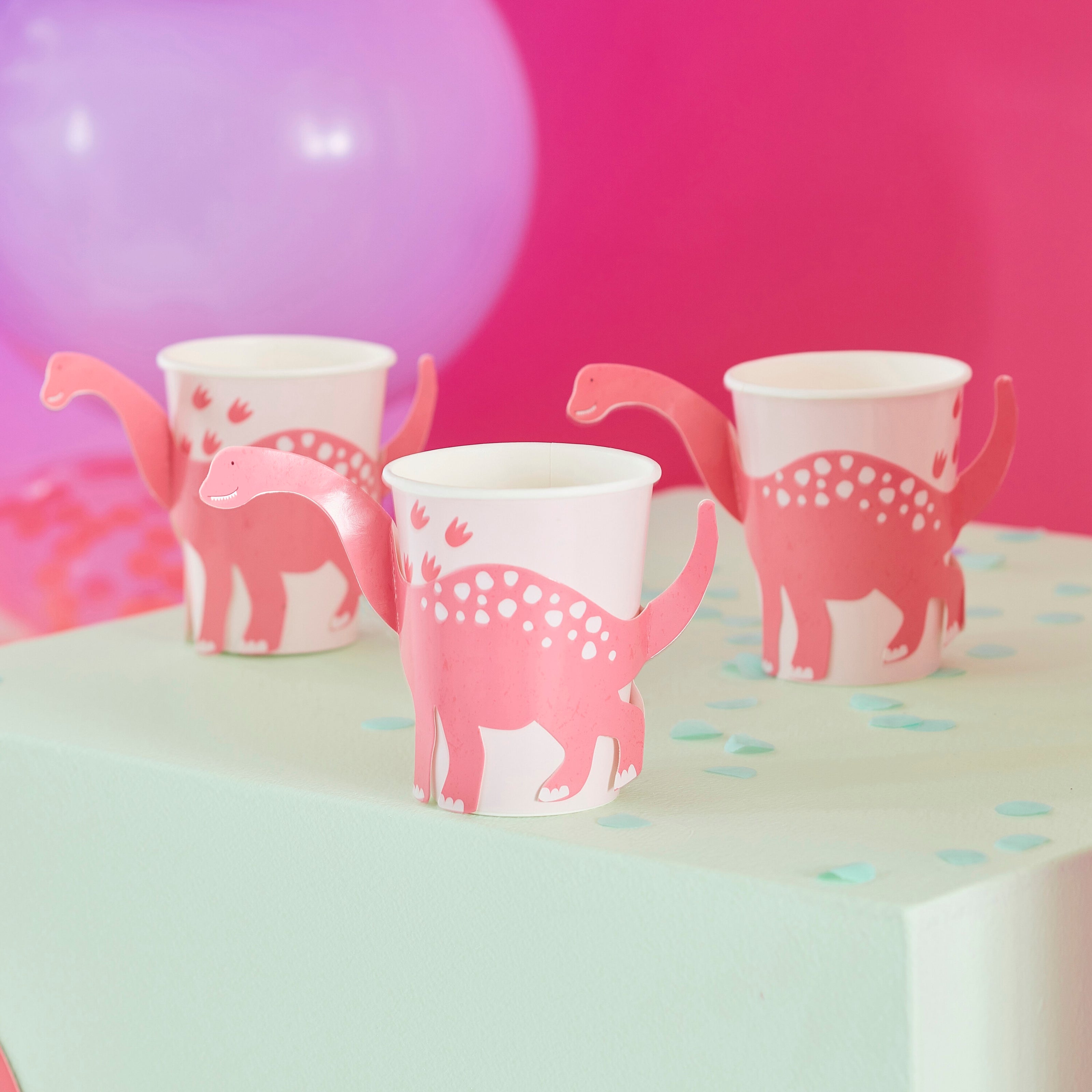 Ginger Ray Dinosaurier Geburtstag Party Pink Rosa Mädchen Pappbecher Partybecher