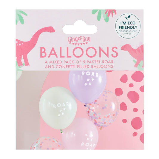 Pink Dino Rosa Dinosaurier Mädchen Party Geburtstag Latexballons Ballons Motivballons