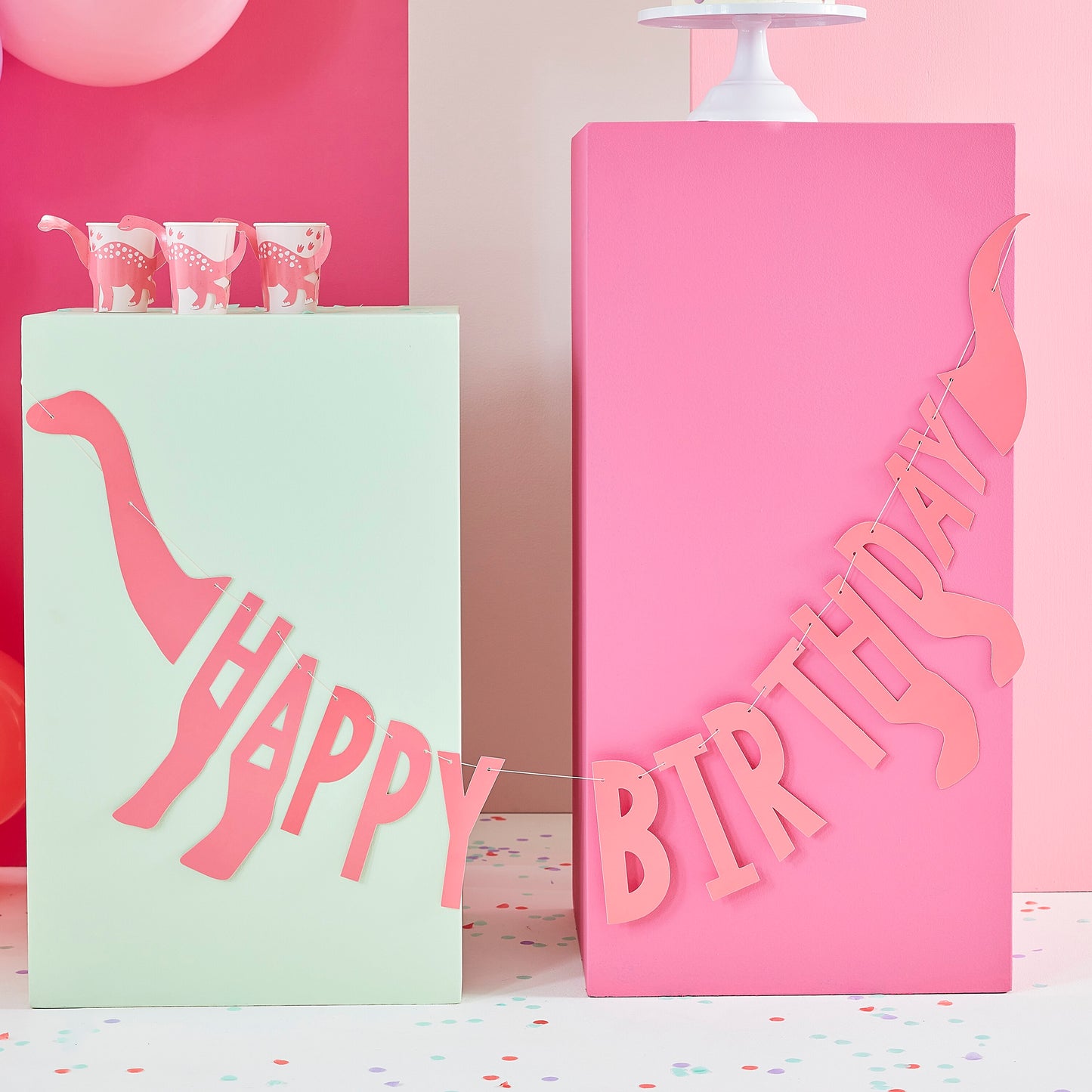 Ginger Ray Dinosaurier Geburtstag Party Pink Rosa Mädchen Happy Birthday Girlande