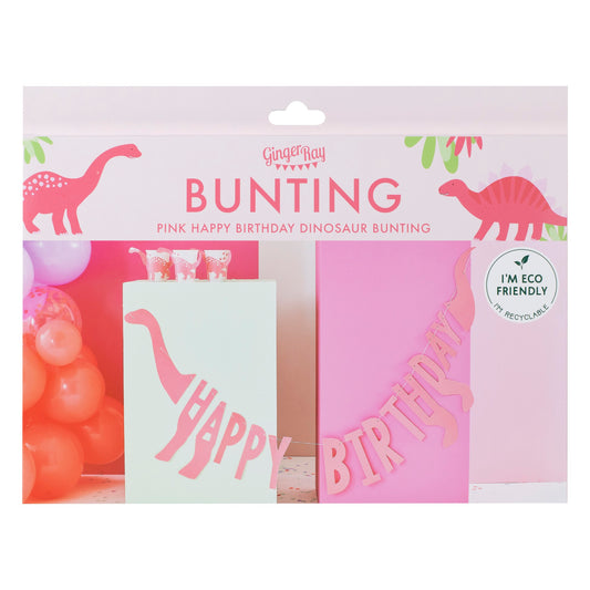 Pink Dino Rosa Dinosaurier Mädchen Party Geburtstag Girlande Happy Birthday