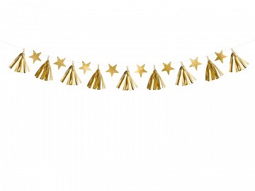 Girlande Tasseln Gold Metallic Weihnachten Sterne