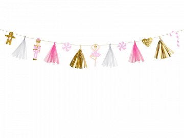 Girlande Tasseln Gold Rosa Nussknacker Weihnachten Zuckerstange