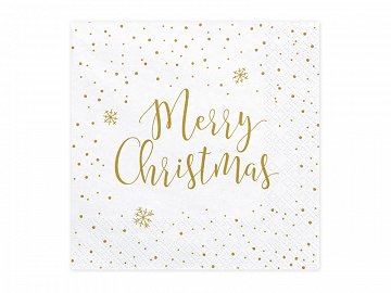 Weihnachten Servietten Tischdeko Gold Weiss Merry christmas 