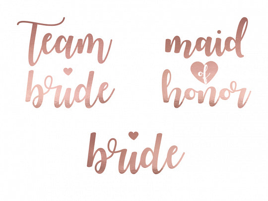 Bride to be Party Paket Set Rosegold Tattoos Team Bride