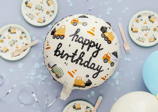 Baustelle Geburtstag Party Happy Birthday Folienballon Lkw Betonmischer Bagger 