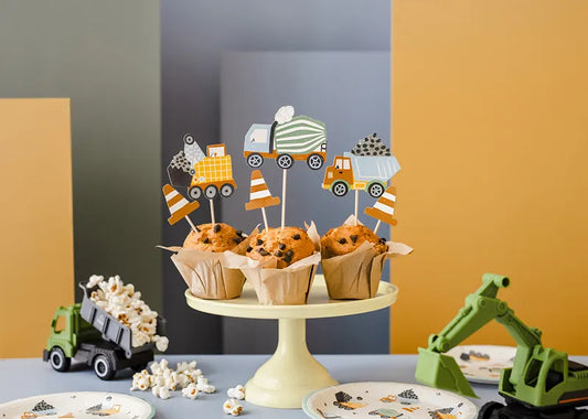 Baustellen Geburtstag Party Caketopper Kuchendeko Tortentopper Lkw Betonmischer Bagger 