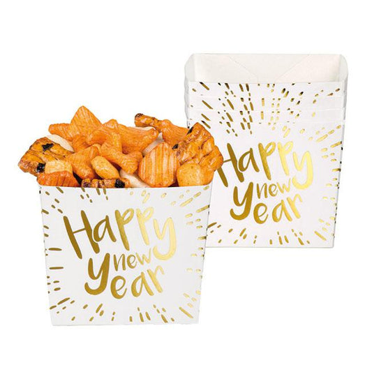 Snackschale Snacks Snackbecher Weiss Gold Metallic Happy New Year Silvester