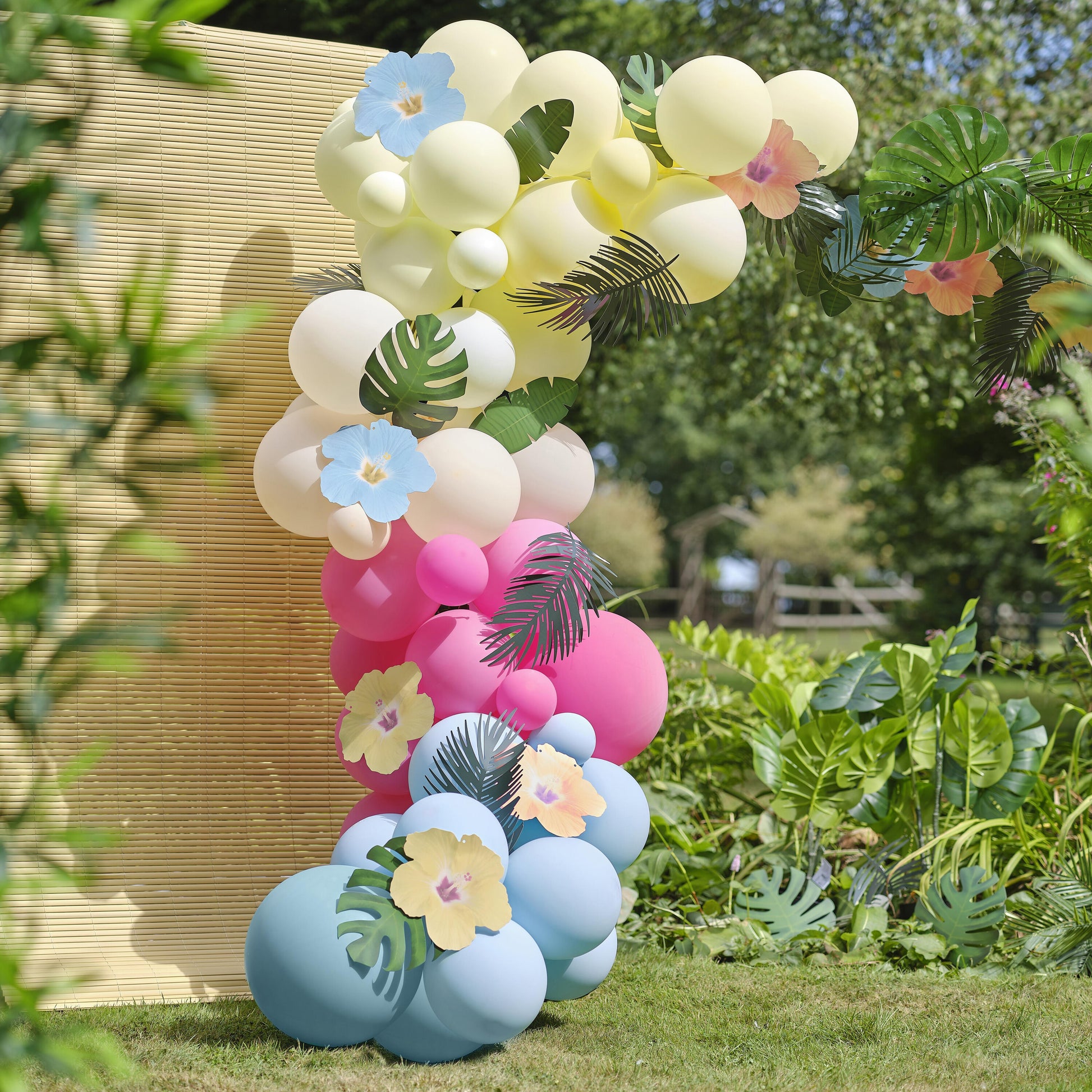 Ballongirlande Tropical Party Regenbogen Blätter