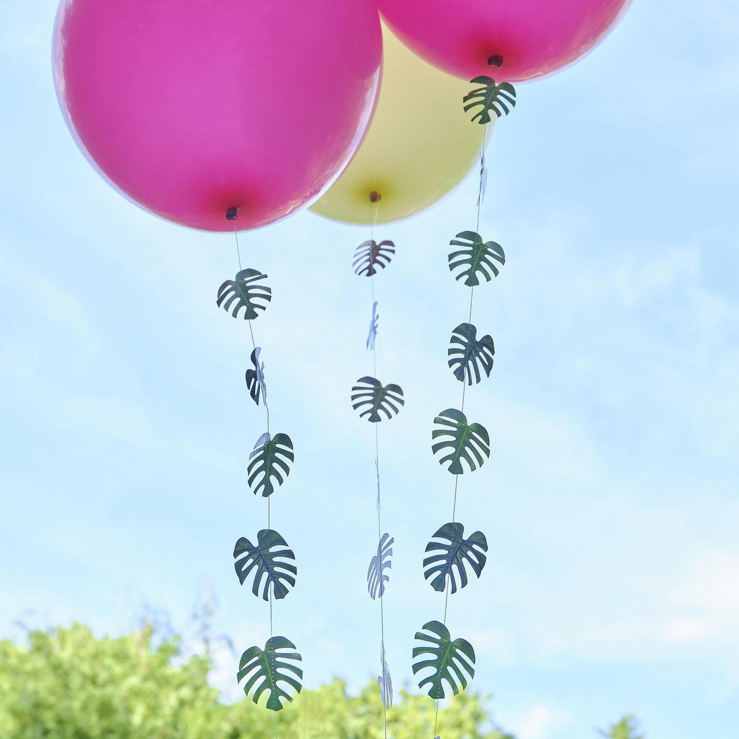 Tropical Party Palmblätter Hawaiiparty Sommerparty Gartenparty Ballonanhänger Ballonschwänze 