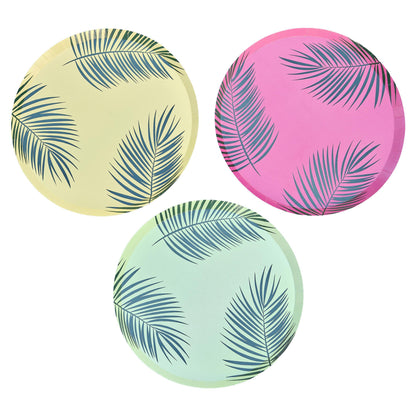 Tropical Party Palmblätter Hawaiiparty Sommerparty Gartenparty Partyteller Pappteller