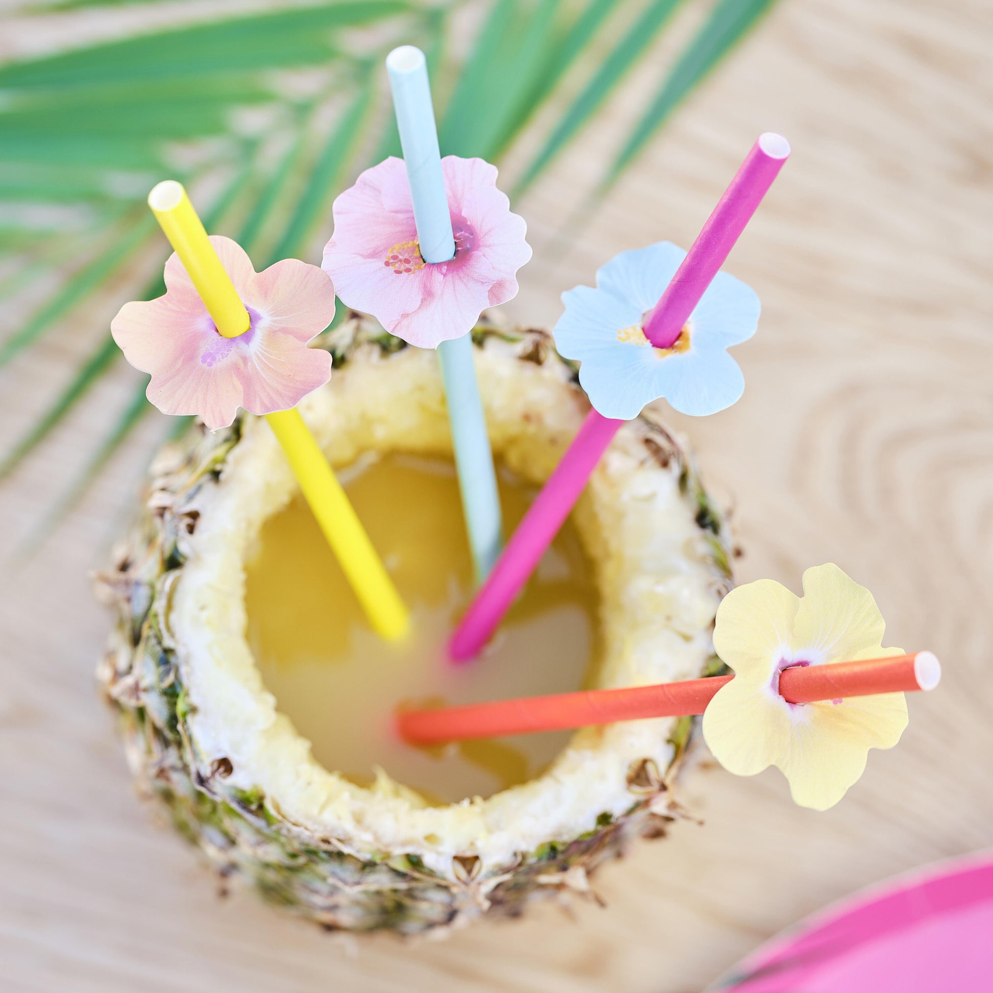 Tropical Party Hibiskus Hawaiiparty Sommerparty Gartenparty Papiertrinkhalme Strohhalme
