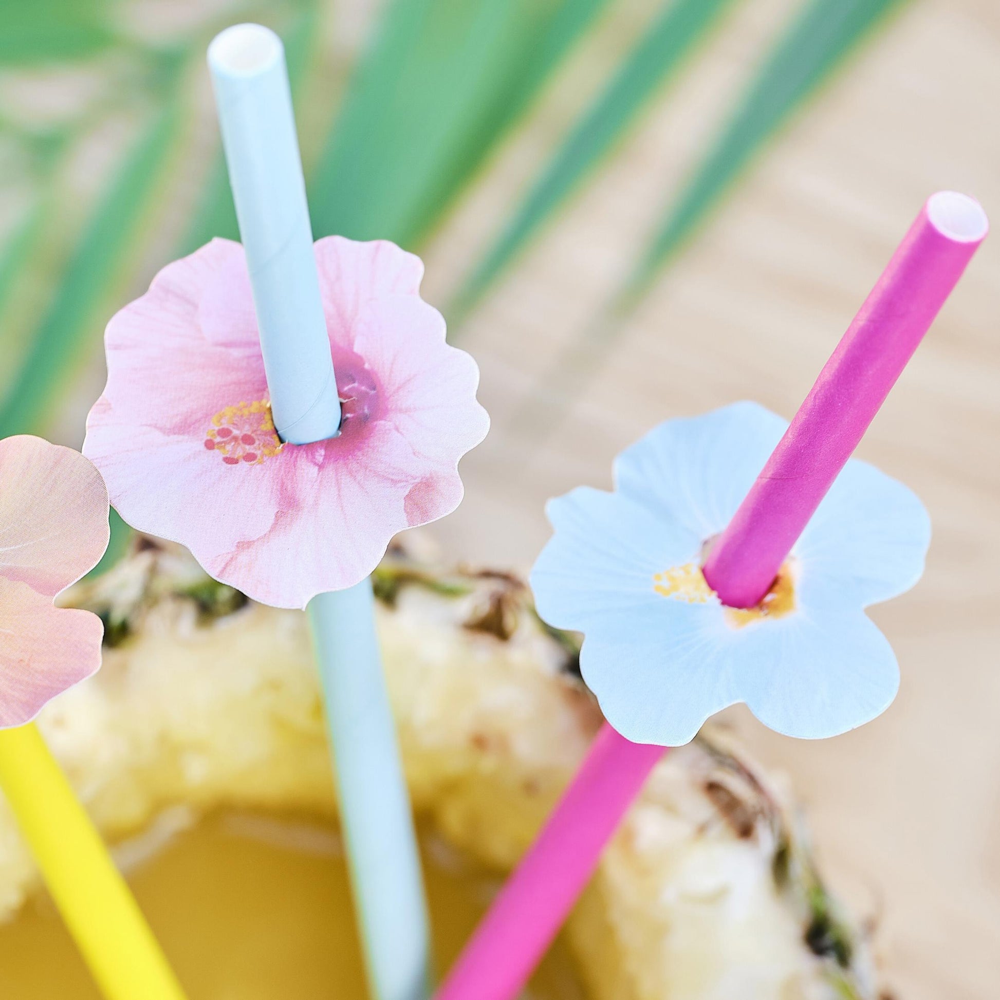 Tropical Party Hawaiiparty Hibiskus Sommerparty Gartenparty Papiertrinkhalme Strohhalme