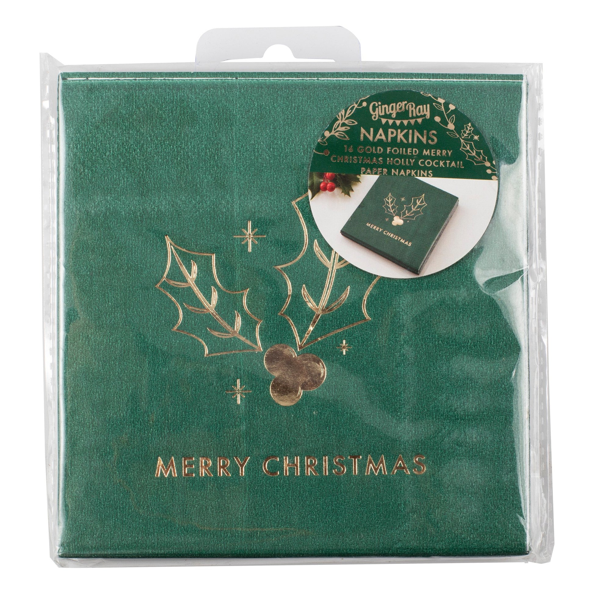 Weihnachts Servietten Weihnachten Merry christmas Servietten Grün Gold Ginger Ray Mistelzweig