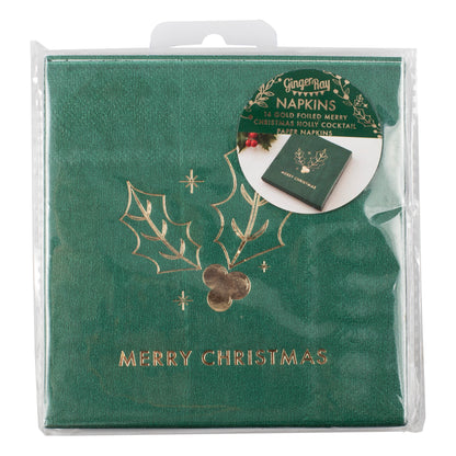 Weihnachts Servietten Weihnachten Merry christmas Servietten Grün Gold Ginger Ray Mistelzweig