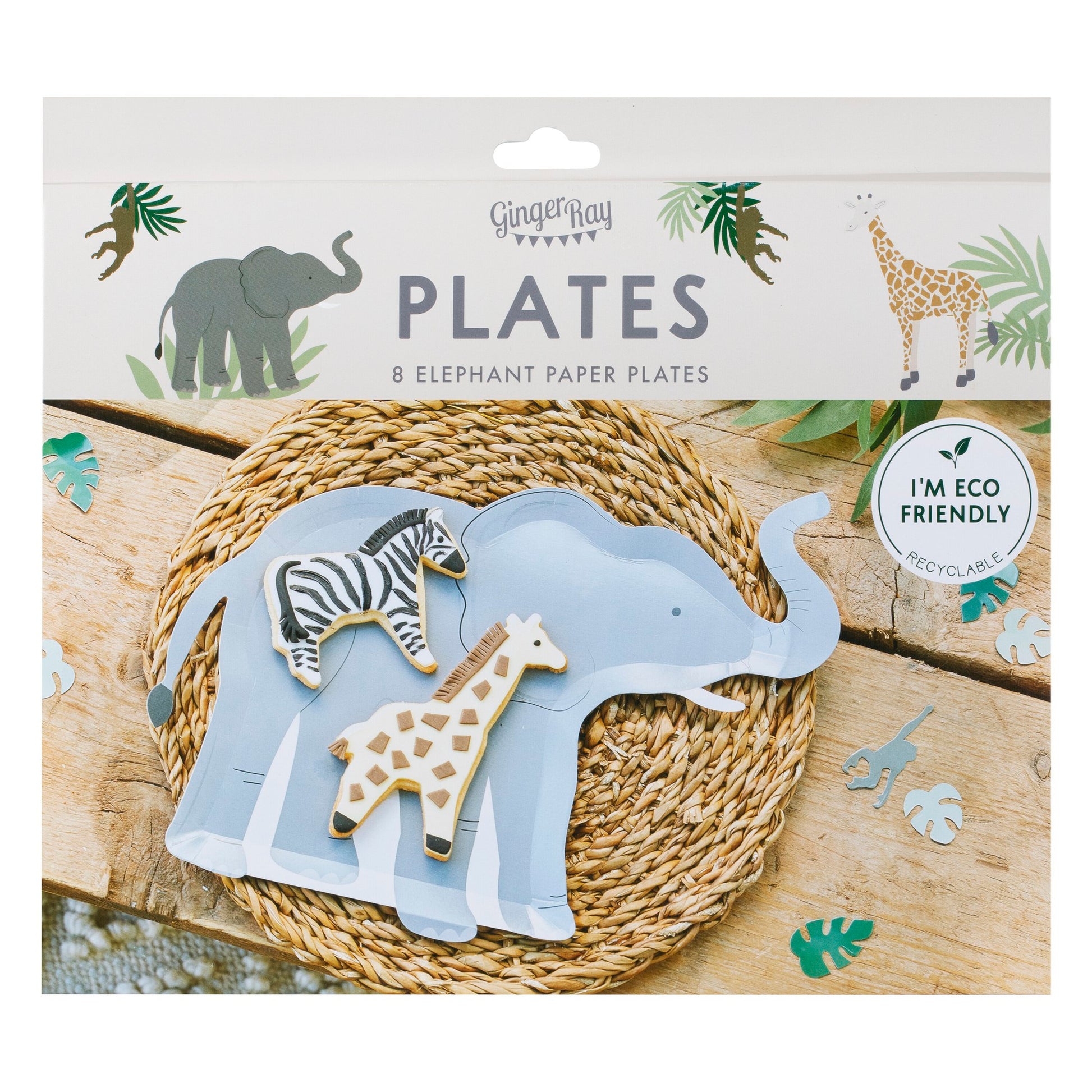 Wilde Tiere Wild Jungle Dschungel Party Kindergeburtstag Pappteller Partyteller Elefant