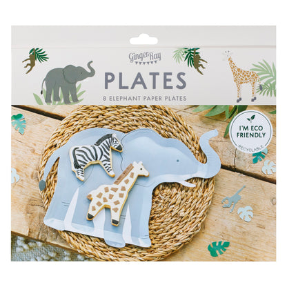 Wilde Tiere Wild Jungle Dschungel Party Kindergeburtstag Pappteller Partyteller Elefant