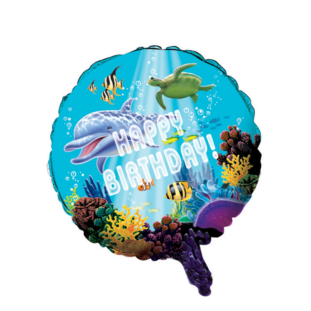 Party Geburtstag Dekoration Ocean Unterwasser Meeres Delfin Ballon Folienballon Happy Birthday