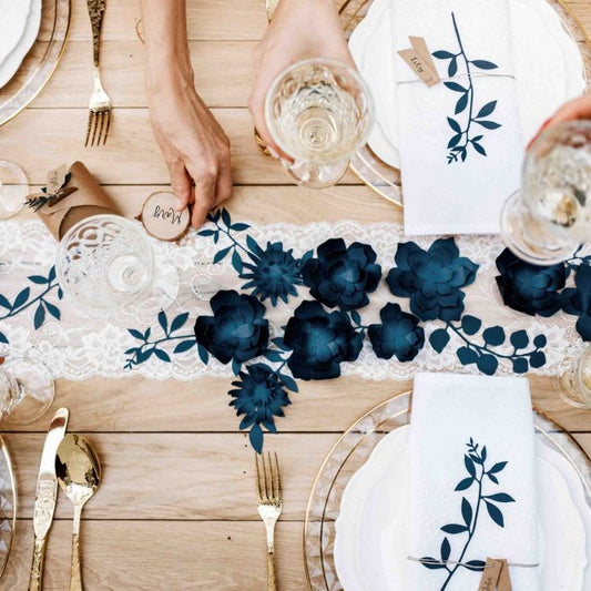Papierdeko Blätterdeko Blau Navy Tischdeko Hochzeit Geburtstag