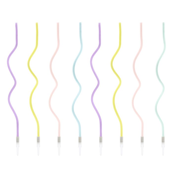 Tortenkerzen Tortendeko Kuchendeko Kerzen Pastell geschwungen curly