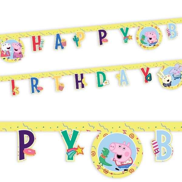 Peppa Party Kindergeburtstag Deko Happy Birthday Girlande