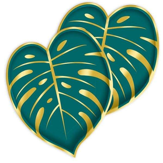 Monstera Blatt Partyteller Pappteller Gold Grün