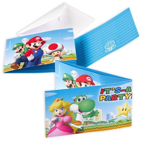 Super Mario Paty Kinder Geburtstag Einladung Super Mario Umschlag