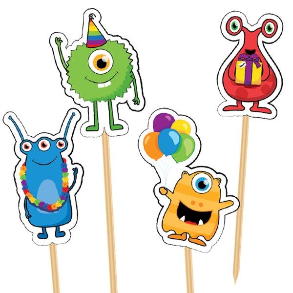 Monster Party Geburtstag Muffins Muffindeko Muffinpicker Tortendeko