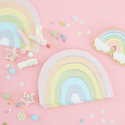 Unique Regenbogen-Servietten – 16 Stück, 16,5x16,5 Cm, Für Geburtstagspartys