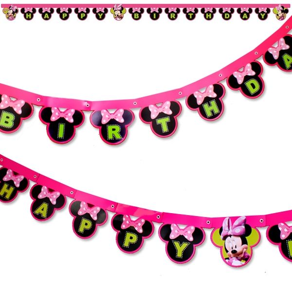 Girlande Happy Birthday Minnie Maus Party Deko Kindergeburtstag