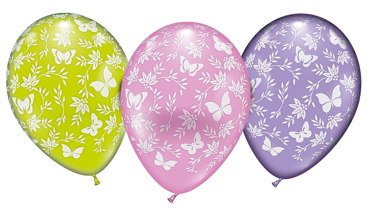 Latexballons Luftballons Schmetterlin Rosa Grün Lila Party Kindergeburtstag