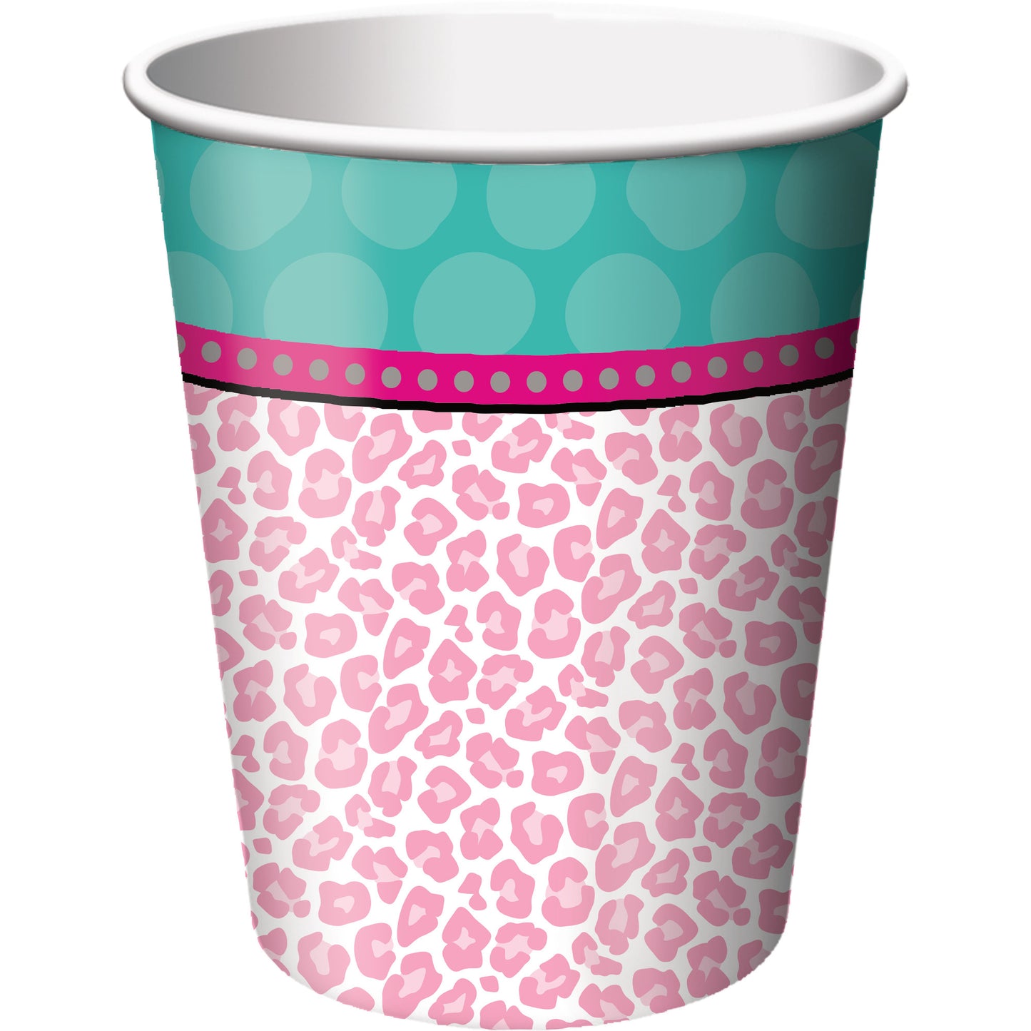 Pappbecher Partybecher Beauty Party Leopard Pink Türkis