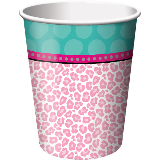 Pappbecher Partybecher Beauty Party Leopard Pink Türkis