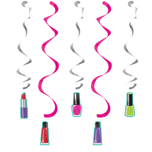 Hänger Deko Hängedeko Swirl Beauty Party Schminken Mädels BFF Nagellack Lippenstift Swirl