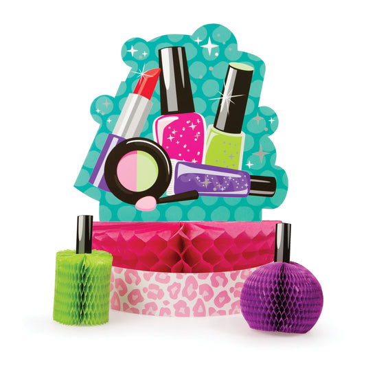 Tischdeko Aufsteller Wabenball Beauty Party Pink Türkis Nagellack Lippenstift Leo