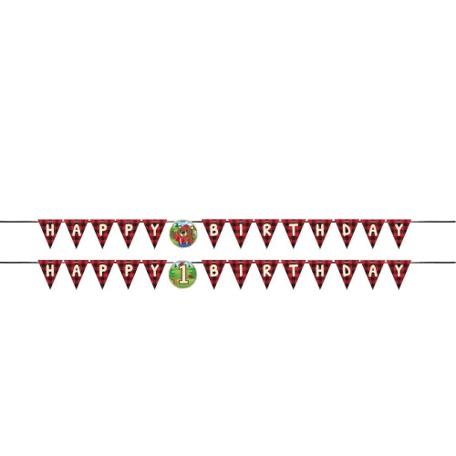 LumBär Waldtiere Party Kindergeburtstag Holzfäller Reh Waschbär Girlande Happy Birthday