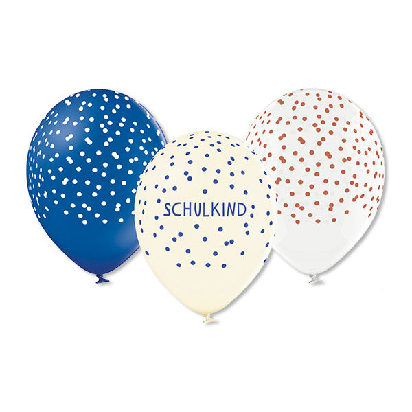 Latexballons Blau, Natur Weiss 100% Naturkautschuk Schulkind Schulstart Einschulung Deko Schulanfang Luftballons