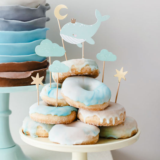 Caketopper Wal Baby Party Babyshower Boy Hellblau Wolken