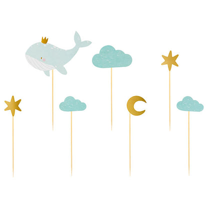 Caketopper Wal Baby Party Babyshower Boy Hellblau Wolken