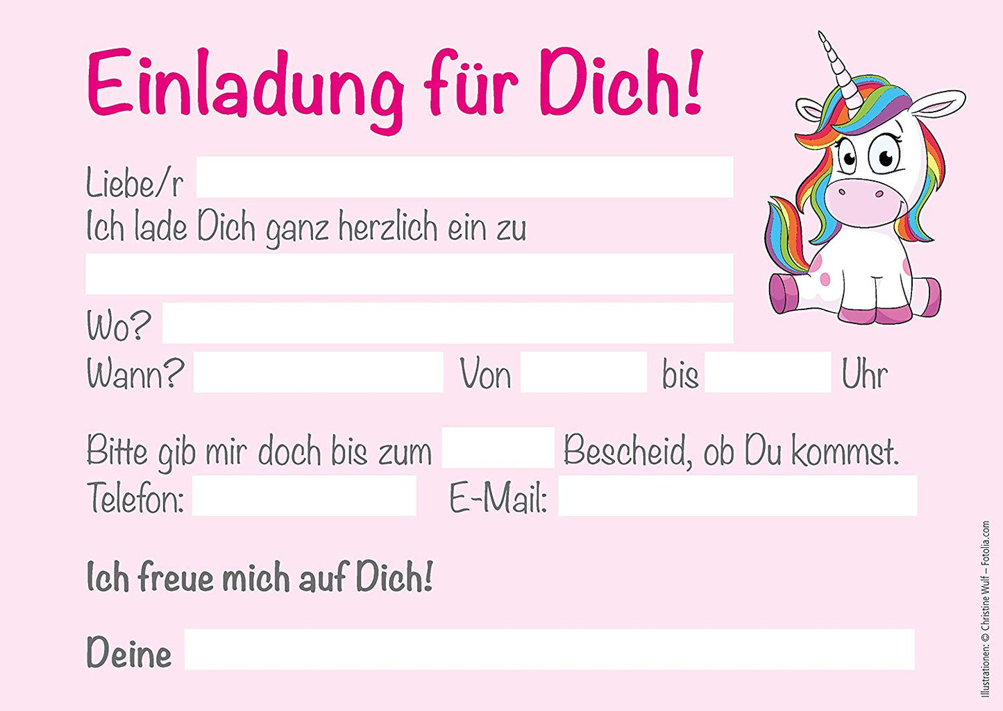 Einladung Einhorn Party Kindergeburtstag 