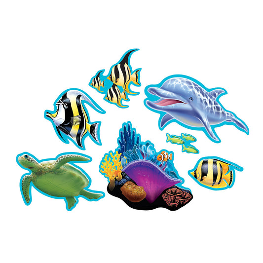 Konfetti Tischdeko Streuteile Figuren Meer Meerestiere Deko Delfin Schildkröte Fische Pappe Hängedeko