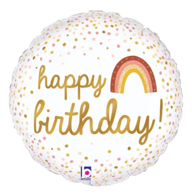 Folienballon Boho Regenbogen Happy Birthday Braun