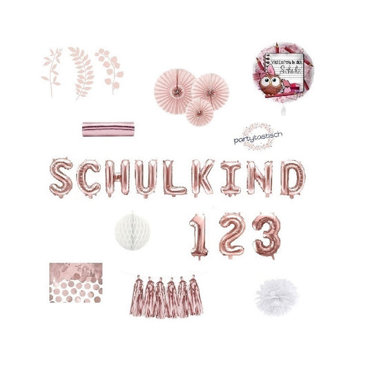 Einschulung Deko Paket Rosegold Schulstart Schulanfang Schule Schulkind