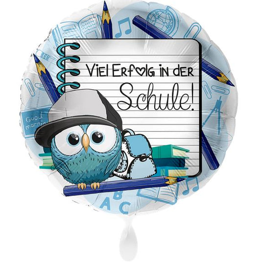 Folienballon Eule Blau Schule Schulstart Schulanfang Einschulung Deko 