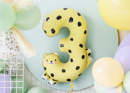 Zahlenballon Gepard Tier Cheetah Drei 3