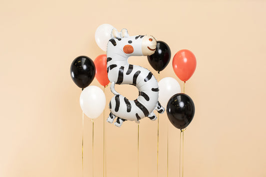 Zahlenballon Tier Zebra 5 Fünf Dschungel Party